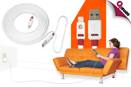 From QR25 Stop the Kinks with Flat USB Cables for Apple Devices - Choose from Three Lengths! (Up to QR166 Value)